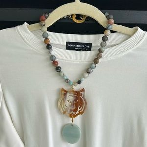 Handmade Tiger Beaded Necklace